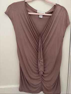 Soft Mauve Ruffle Front Knit Top Size Petite Medium